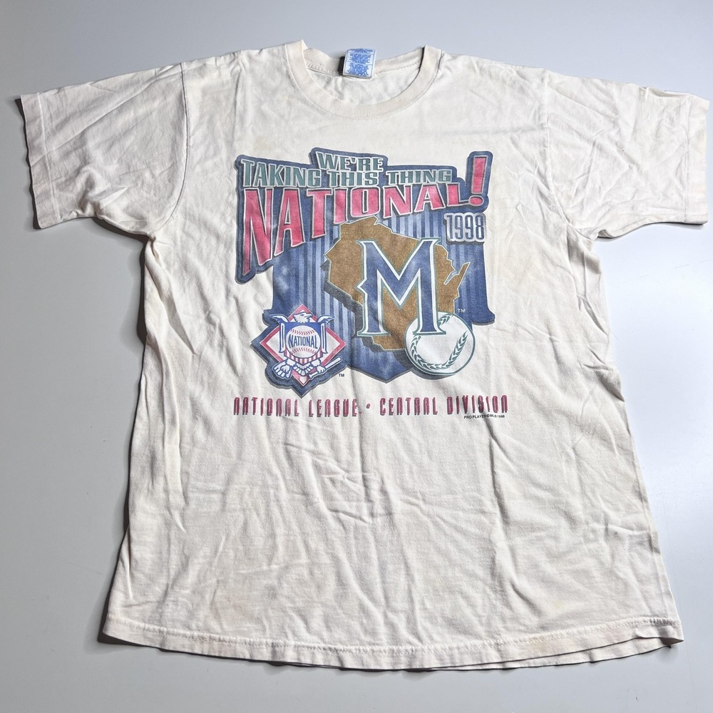 Vintage 1998 Milwaukee Brewers Pro Player T Shirt National League Central L USA